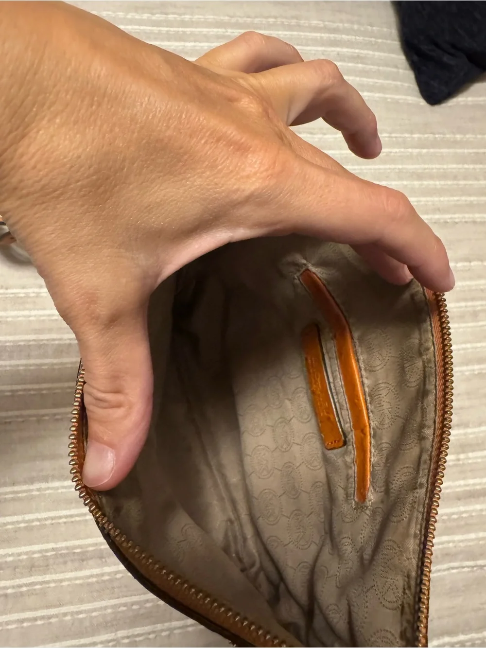 Michael Kors Orange Ostrich-Embossed Crossbody Bag - Picture 7 of 7